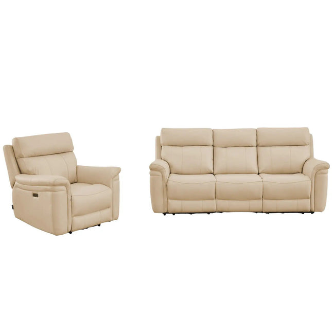 Braxon 3‑istuttava mekanismisohva – beige aito nahka - KalusteDuo_Huonekaluliike_recliner sohva