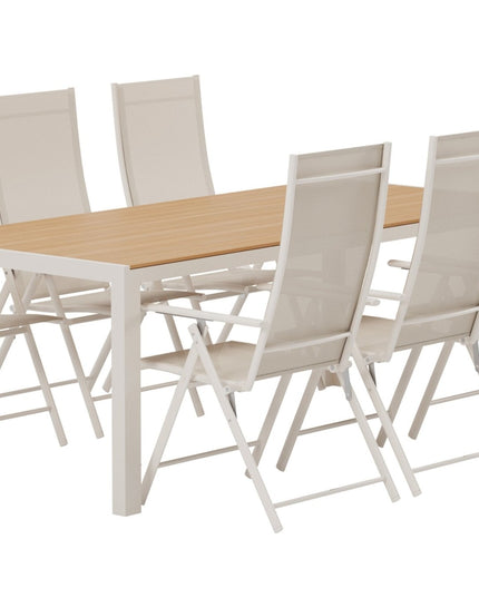 Break pöytä - beige ja 6 Levanzo tuolia - beige - KalusteDuo_Huonekaluliike_Ruokailuryhmä ulkokäyttöön
