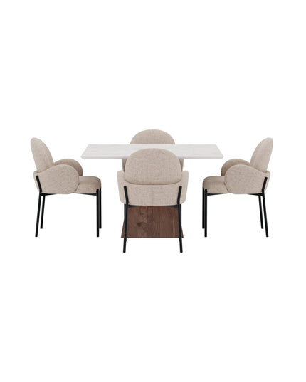 Cael ruokapöytä 120x120 mokka/kivenvärinen + Blom tuoli 4 kpl musta/beige - KalusteDuo_Huonekaluliike_Ruokailuryhmä