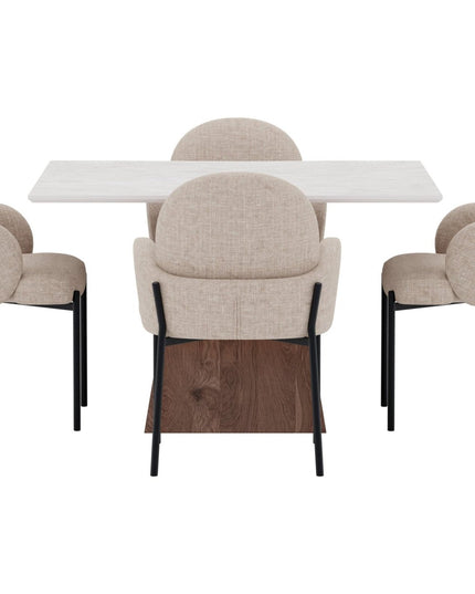 Cael ruokapöytä 120x120 mokka/kivenvärinen + Blom tuoli 4 kpl musta/beige - KalusteDuo_Huonekaluliike_Ruokailuryhmä