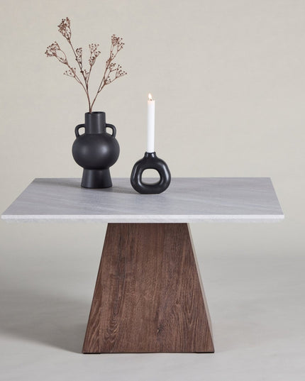 Cael sohvapöytä 80x80x45 cm - MDF 3D-paperi mocca / kivenvärinen - #KalusteDuo_#Huonekaluliike_Pöytä