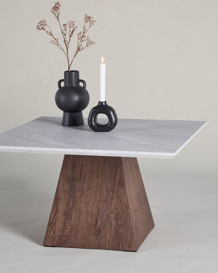 Cael sohvapöytä 80x80x45 cm - MDF 3D-paperi mocca / kivenvärinen - #KalusteDuo_#Huonekaluliike_Pöytä