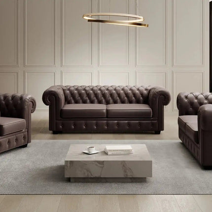 Chesterfield sohvaryhmä aidolla nahalla - KalusteDuoHuonekaluliikesohvaryhmä