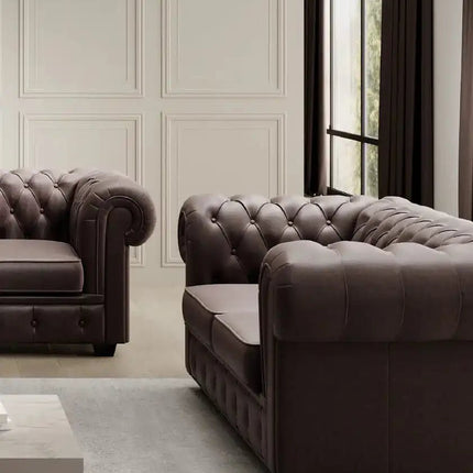 Chesterfield sohvaryhmä aidolla nahalla - KalusteDuoHuonekaluliikesohvaryhmä