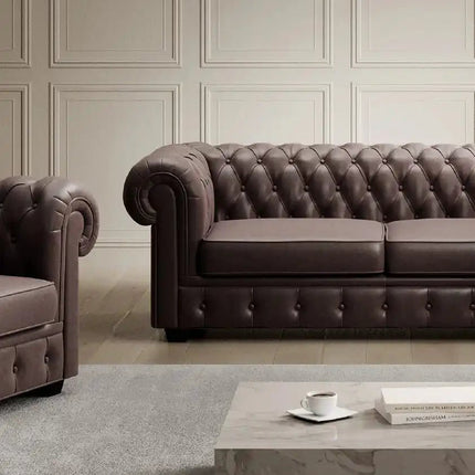 Chesterfield sohvaryhmä aidolla nahalla - KalusteDuoHuonekaluliikesohvaryhmä