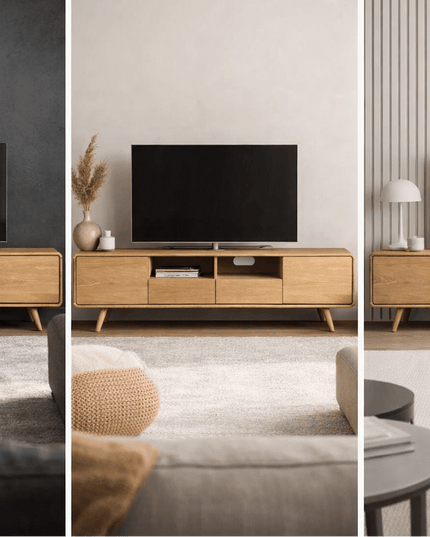 Darvin TV‑taso 180 cm avohyllyllä – tammi - #KalusteDuo_#Huonekaluliike_TV-taso