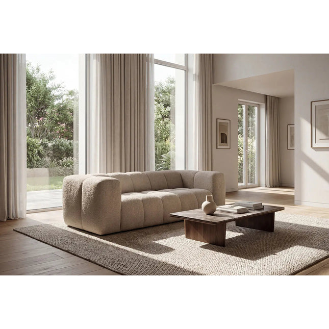 Duffy 3‑istuttava sohva - beige tai valkoinen teddy kangas - KalusteDuo_Huonekaluliike_3 istuttava sohva