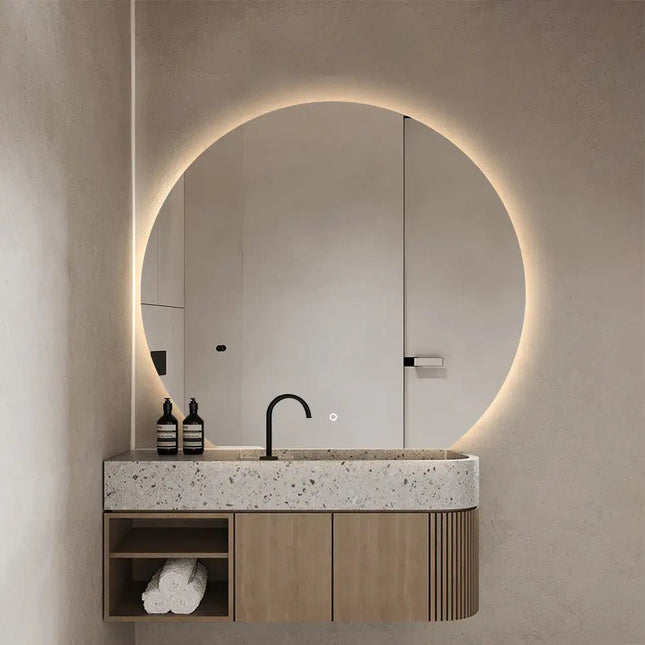 Emma seinäpeili ‑pyöreä seinäpeili LED valaistuksella - KalusteDuo_Huonekaluliike_Peili
