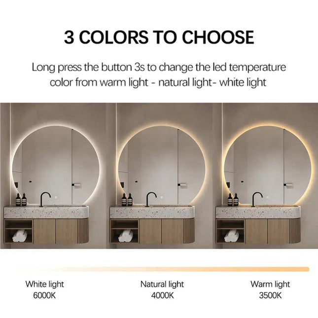 Emma seinäpeili ‑pyöreä seinäpeili LED valaistuksella - KalusteDuo_Huonekaluliike_Peili