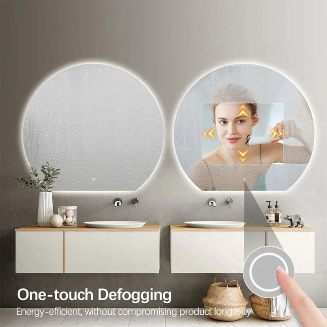 Emma seinäpeili ‑pyöreä seinäpeili LED valaistuksella - KalusteDuo_Huonekaluliike_Peili