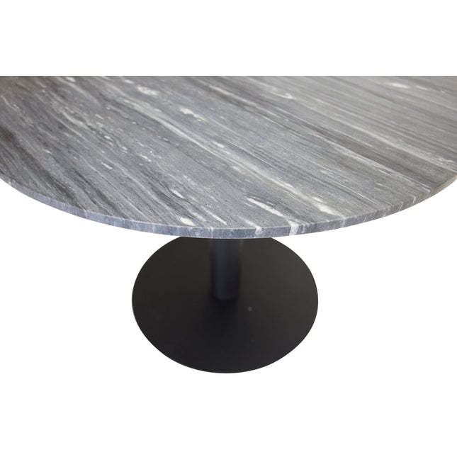 Estelle ruokapöytä pyöreä 106cm harmaa marmori / mustat jalat - #KalusteDuo_#Huonekaluliike_Ruokapöytä