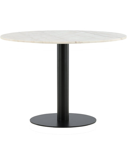 Estelle ruokapöytä pyöreä 106cm valkoinen marmori / mustat jalat - #KalusteDuo_#Huonekaluliike_Ruokapöytä
