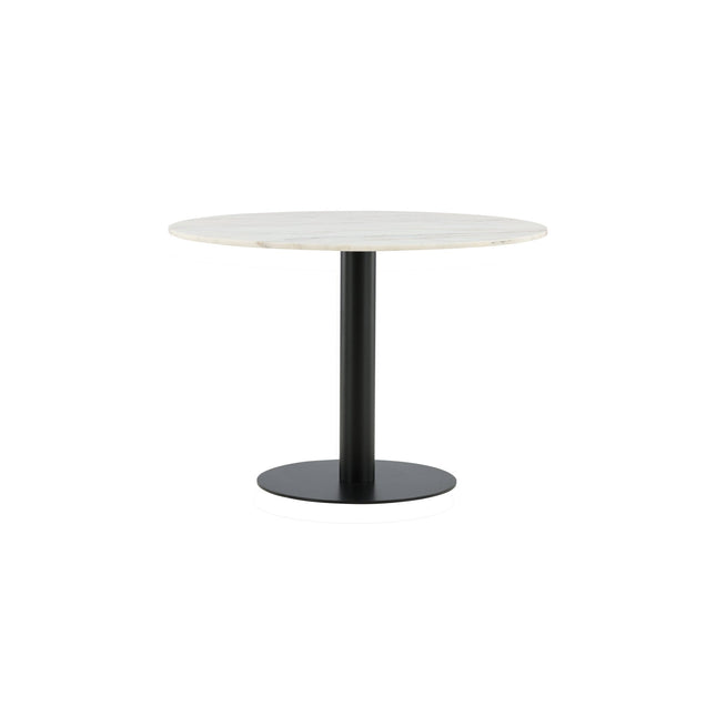 Estelle ruokapöytä pyöreä 106cm valkoinen marmori / mustat jalat - #KalusteDuo_#Huonekaluliike_Ruokapöytä