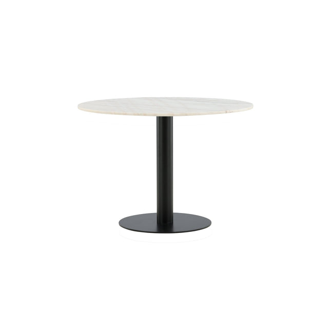 Estelle ruokapöytä pyöreä 106cm valkoinen marmori / mustat jalat - #KalusteDuo_#Huonekaluliike_Ruokapöytä