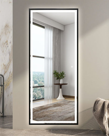 Fortun LED‑seinäpeili 80×180 cm – huurtumaton, musta kehys - KalusteDuo_Huonekaluliike_LED-peilit
