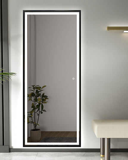 Fortun LED‑seinäpeili 80×180 cm – huurtumaton, musta kehys - KalusteDuo_Huonekaluliike_LED-peilit