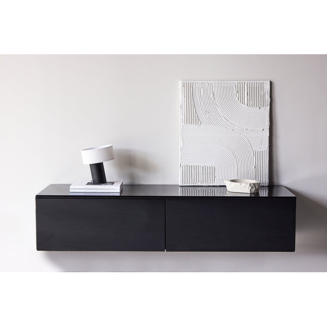 Fristad TV-taso 160x45x35 cm - MDF ja musta kiiltävä PU-lakkamaalaus - KalusteDuo_Huonekaluliike_Säilytyskaluste