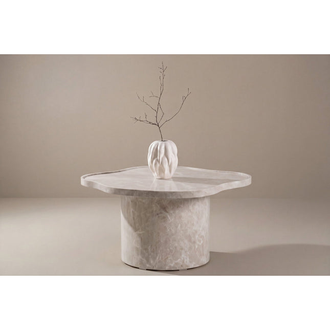 Ilse sohvapöytä - beige marmorinvärinen / MDF ja 3D-paperi - KalusteDuo_Huonekaluliike_Pöytä