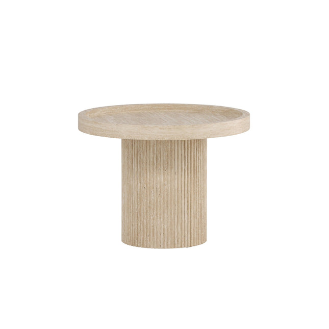 Krille sivupöytä φ60x45 cm - MDF ja 3D-paperi / travertiininvärinen - KalusteDuo_Huonekaluliike_Pöytä