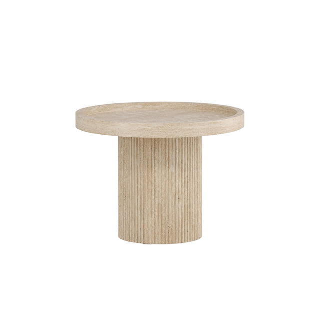 Krille sivupöytä φ60x45 cm - MDF ja 3D-paperi / travertiininvärinen - KalusteDuo_Huonekaluliike_Pöytä