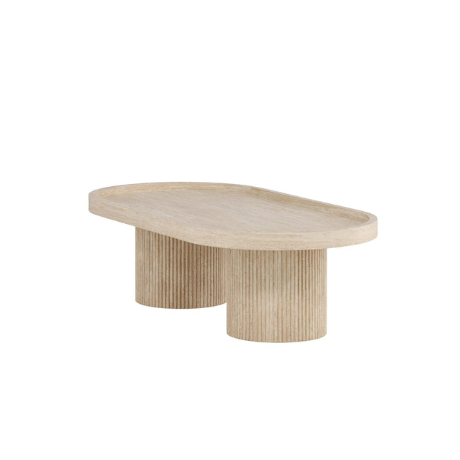 Krille sohvapöytä 120x60x35 cm - MDF ja 3D-paperi / travertiininvärinen - KalusteDuo_Huonekaluliike_Pöytä