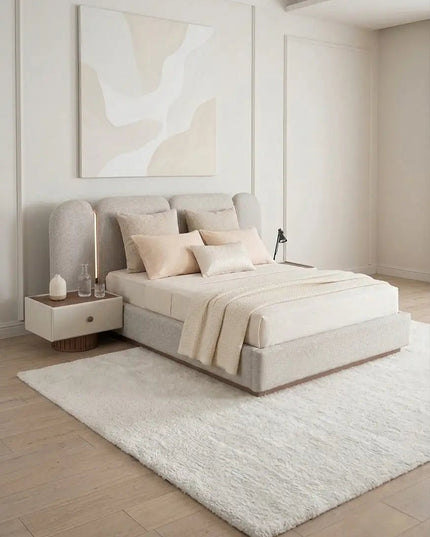 Larissa sänky 160/180 cm – valaistus & säilytys, beige - KalusteDuo_Huonekaluliike_Sänky