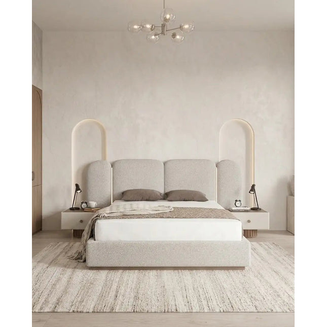 Larissa sänky 160/180 cm – valaistus & säilytys, beige - KalusteDuo_Huonekaluliike_Sänky