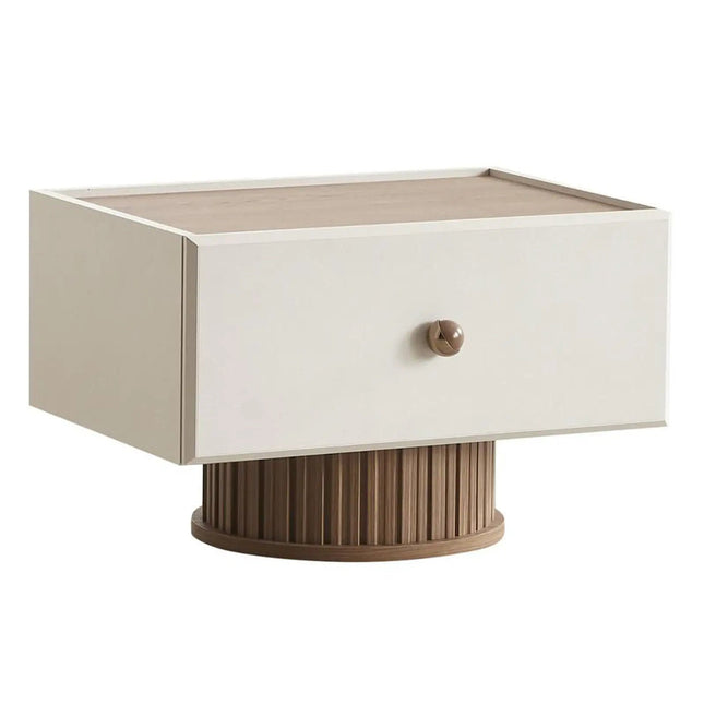 Larissa yöpöytä 65×47,5 cm - beige/pähkinä - KalusteDuo_Huonekaluliike_yöpöytä
