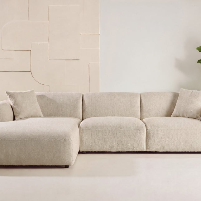 Leia divaanisohva divaani vasemmalla - beige bouclé - #KalusteDuo_#Huonekaluliike_Sohva