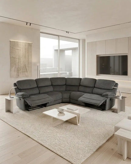 Levo recliner‑kulmasohva 300×300 cm – harmaa - KalusteDuo_Huonekaluliike_recliner kulmasohva