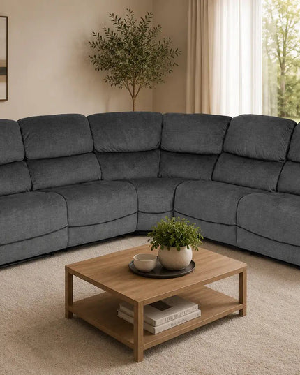 Levo recliner‑kulmasohva 300×300 cm – harmaa - KalusteDuo_Huonekaluliike_recliner kulmasohva