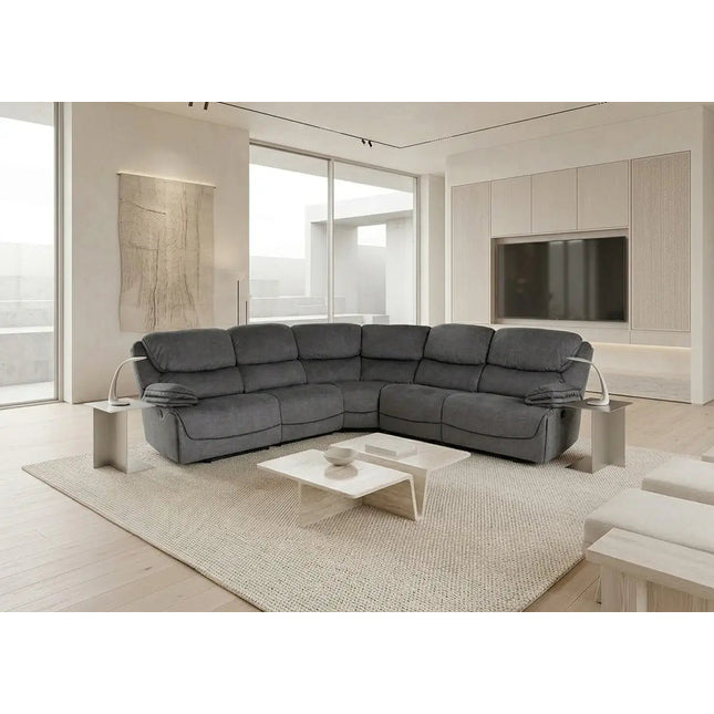Levo recliner‑kulmasohva 300×300 cm – harmaa - KalusteDuo_Huonekaluliike_recliner kulmasohva