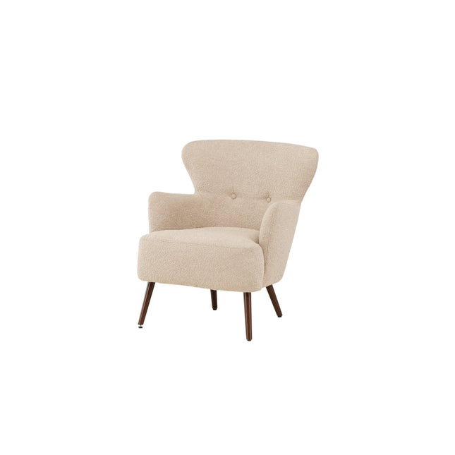 Lincoln yhden istuttava sohva - Pähkinäpuu / Beige bouclé - #KalusteDuo_#Huonekaluliike_Nojatuoli