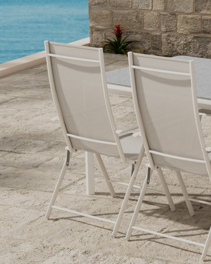 Lino pöytä - beige ja 6 Levanzo tuolia - beige - KalusteDuo_Huonekaluliike_Ruokailuryhmä ulkokäyttöön