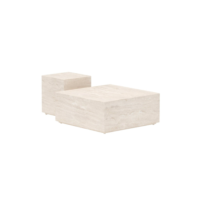 Lissabon sivupöytä 40x40x45 cm + Lissabon sivupöytä 80x80x35 cm - beige - KalusteDuo_Huonekaluliike_Pöytä ulkokäyttöön