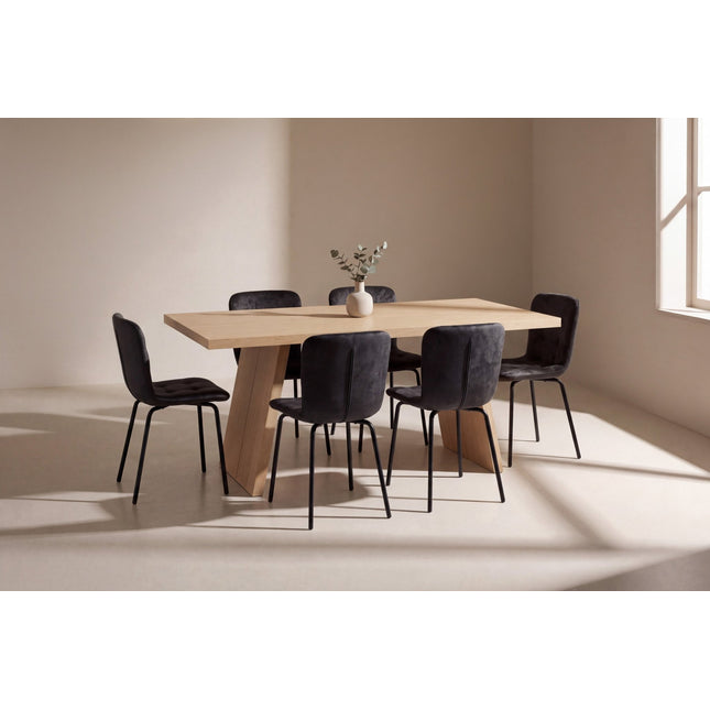 Logga pöytä - luonnonvärinen ja 6 Punsch tuolia - musta - KalusteDuo_Huonekaluliike_Ruokailuryhmä