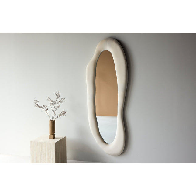 Louisville peili 66x185 cm - MDF ja beige kangas / kirkas lasi - KalusteDuo_Huonekaluliike_Peili