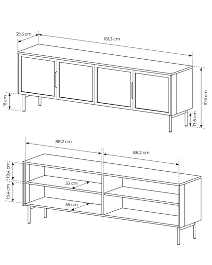 Luminor – TV - taso 180 cm LED - valaistuksella | pähkinä & musta - KalusteDuo_Huonekaluliike_TV - taso