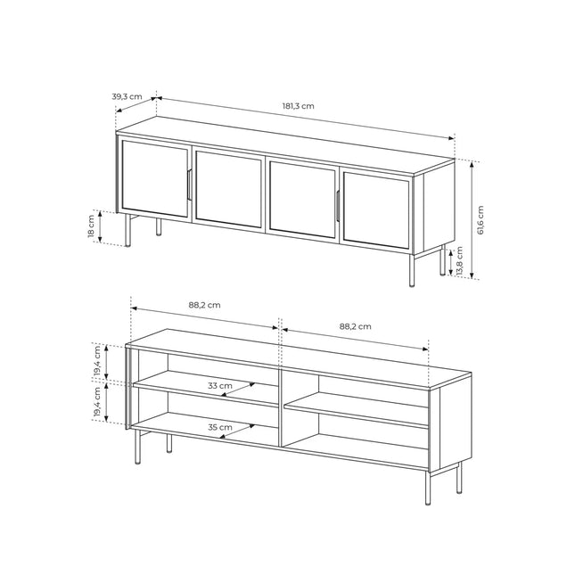 Luminor – TV - taso 180 cm LED - valaistuksella | pähkinä & musta - KalusteDuo_Huonekaluliike_TV - taso