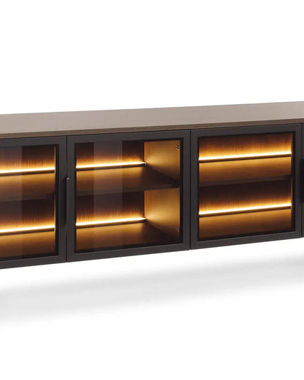 Luminor – TV - taso 180 cm LED - valaistuksella | pähkinä & musta - KalusteDuo_Huonekaluliike_TV - taso