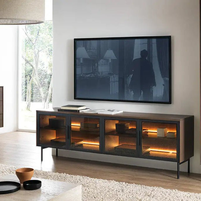 Luminor – TV - taso 180 cm LED - valaistuksella | pähkinä & musta - KalusteDuo_Huonekaluliike_TV - taso