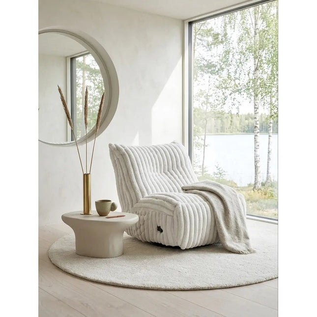 Mello lepotuoli - recliner mekanismilla / valkoinen sametti - KalusteDuo_Huonekaluliike_recliner tuoli