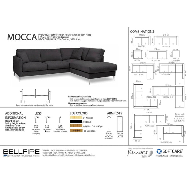 Mocca 2+D kulmasohva - KalusteDuoHuonekaluliikeSohva