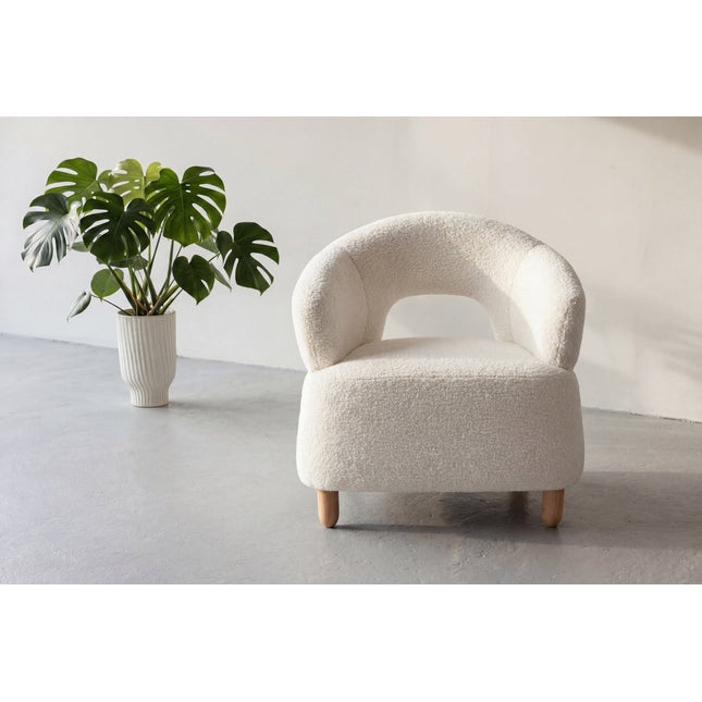 Moglas nojatuoli - luonnonvärinen / valkoinen bouclé - KalusteDuo_Huonekaluliike_Nojatuoli