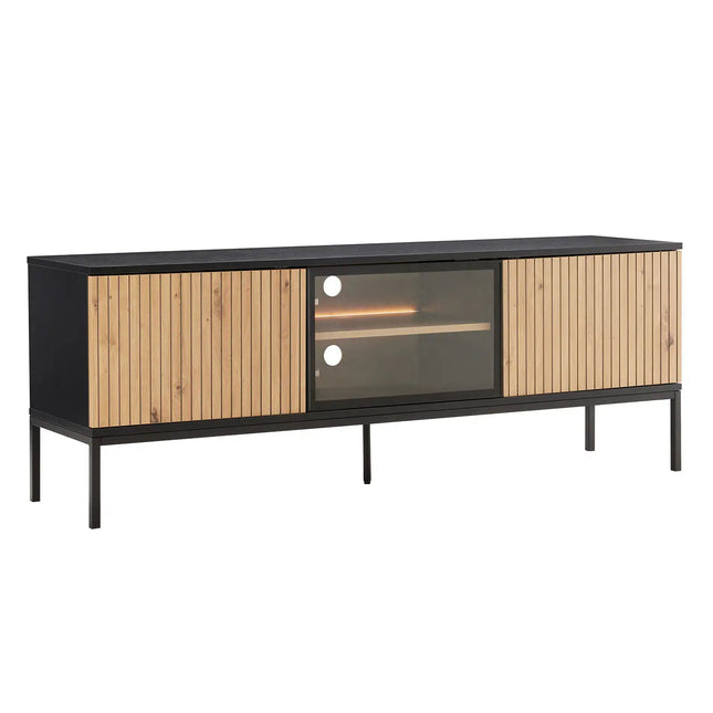 Mona tv‑taso 154cm - luonnonväri tammi/musta - KalusteDuo_Huonekaluliike_TV - taso