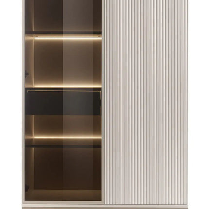 Mona – vitriini LED‑valaistuksella kashmir - KalusteDuo_Huonekaluliike_Vitriini