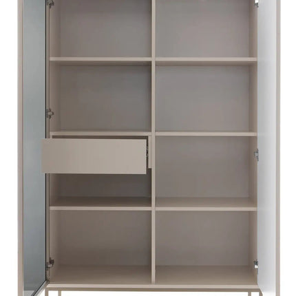 Mona – vitriini LED‑valaistuksella kashmir - KalusteDuo_Huonekaluliike_Vitriini