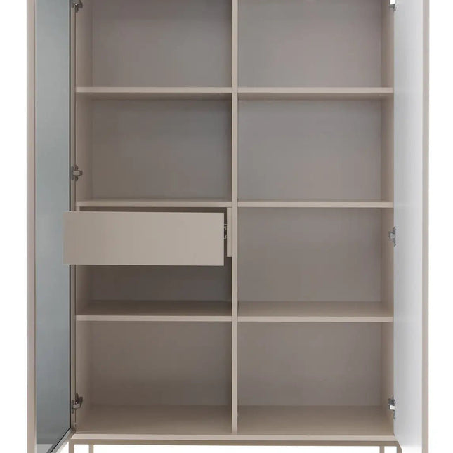 Mona – vitriini LED‑valaistuksella kashmir - KalusteDuo_Huonekaluliike_Vitriini
