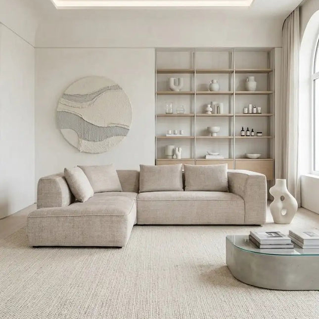 Monaco kulmasohva 282 cm – beige, oikea ja vasen kätisyys - KalusteDuo_Huonekaluliike_Kulmasohva