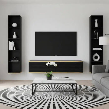 Nero Line – musta seinälle kiinnitettävä TV‑taso - KalusteDuo_Huonekaluliike_TV - taso